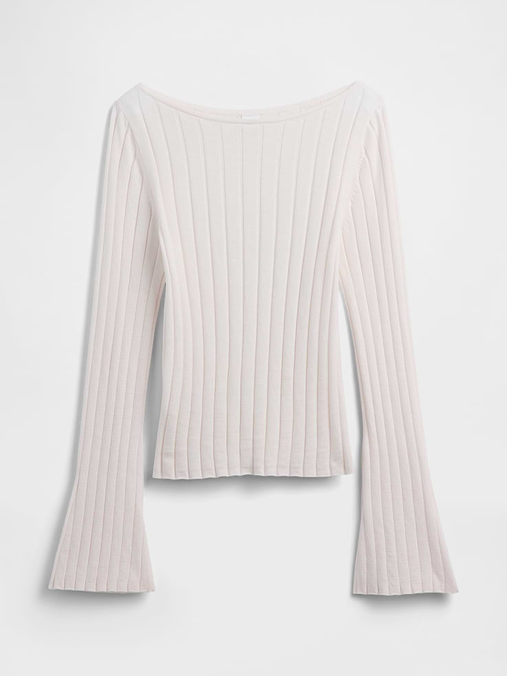 Image 5 of 5, Wide-Rib Boatneck Sweater