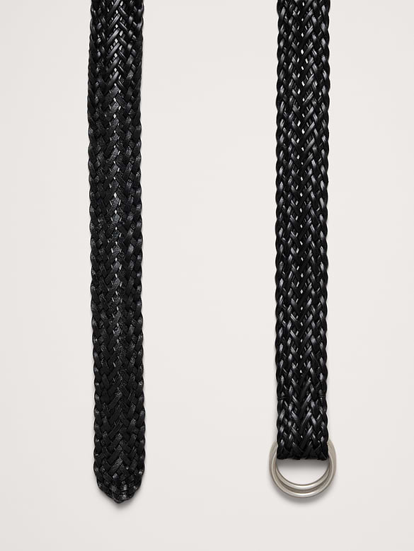 Ceinture fine en cuir tressé