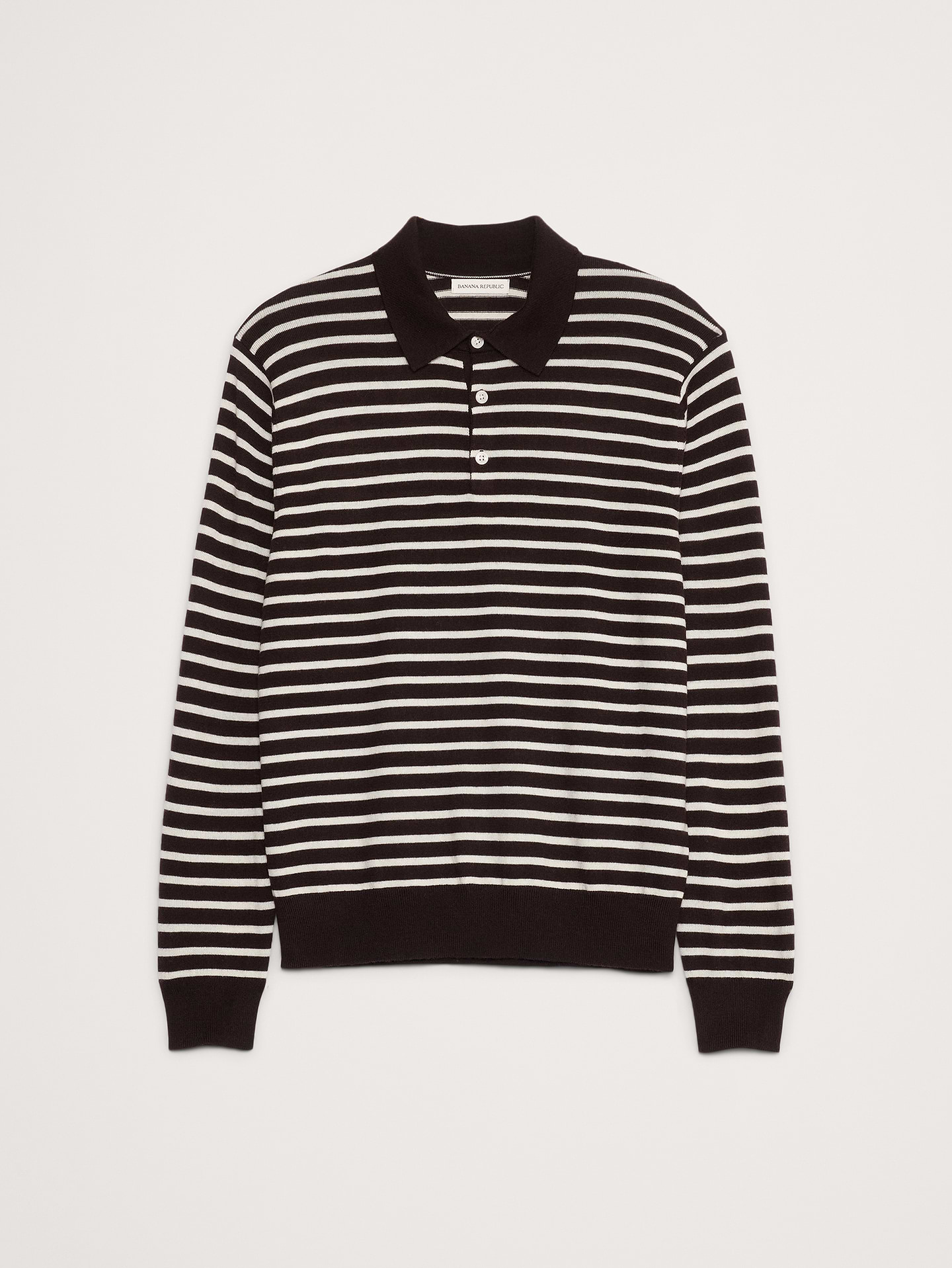 Image number 4 showing, Merino Stripe Long-Sleeve Sweater Polo