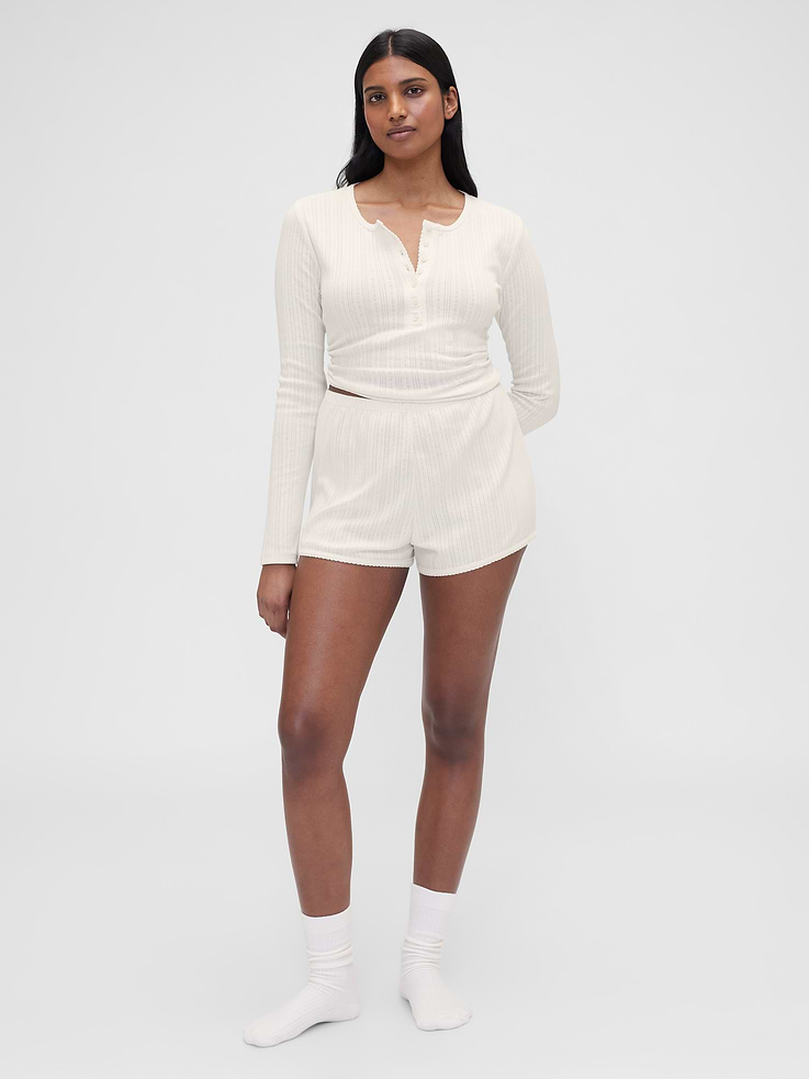 Image number 1 showing, Gap × Summer Fridays Pointelle PJ Shorts