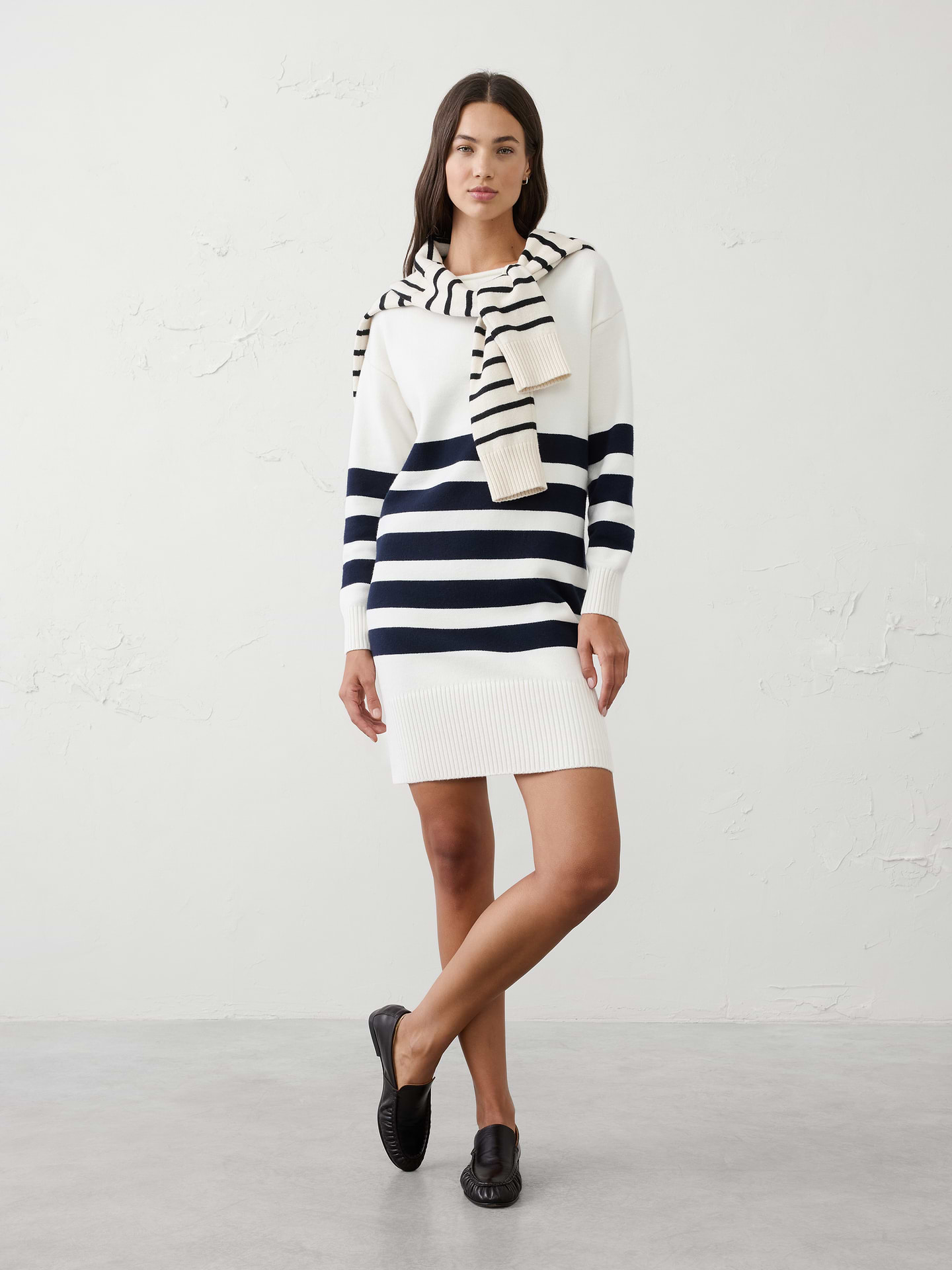 Image number 1 showing, Boatneck Mini Sweater Dress