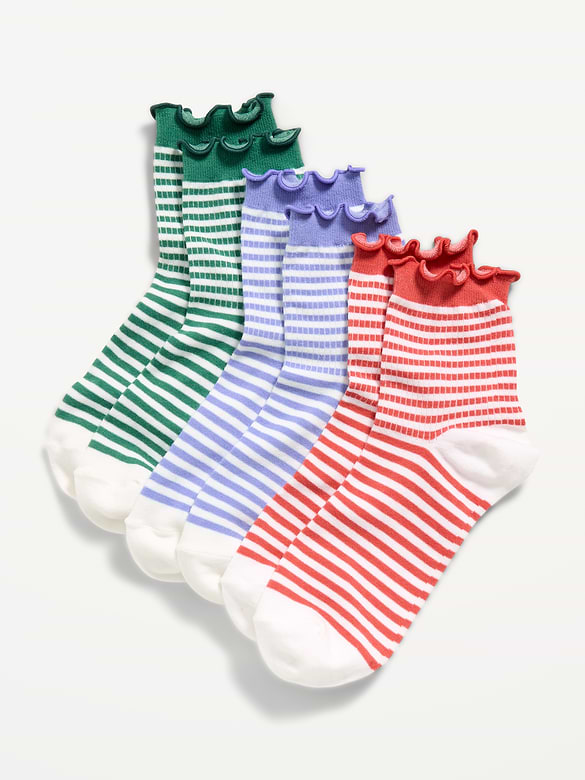 Ruffled Crew Sock 3-Pack for Women