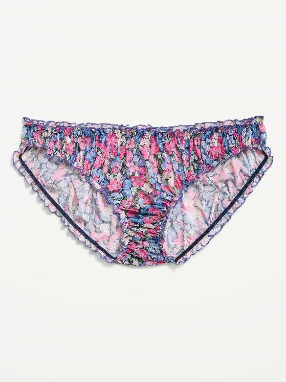 Ruffle-Edge Mesh Hipster Underwear