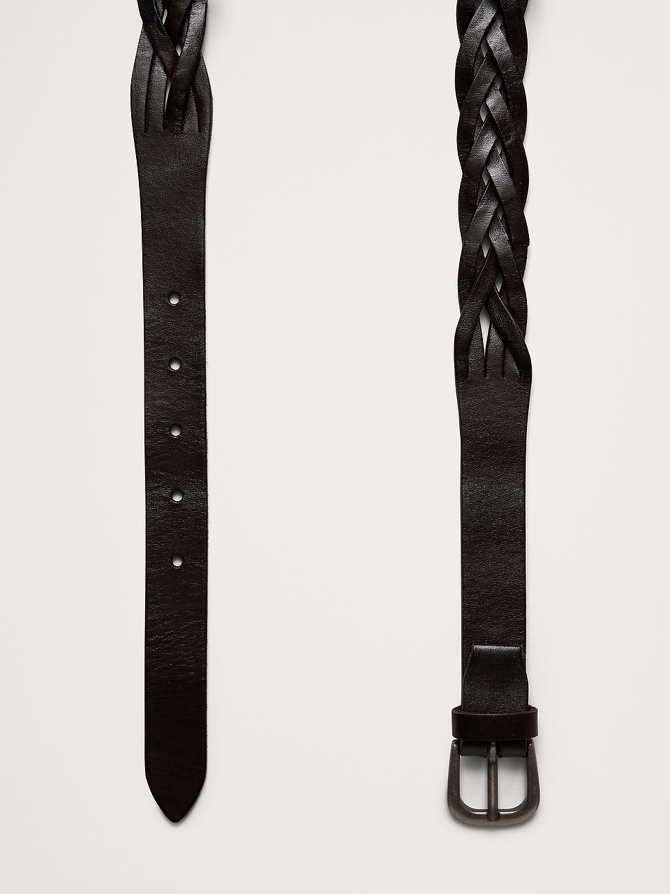 NWT Banana Republic Wide Woven Braided Leather Belt Round Buckle Black Banana Republic Braided Leather Belt Women S Black Wide  main image 3