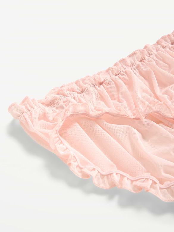 Ruffle-Edge Mesh Hipster Underwear