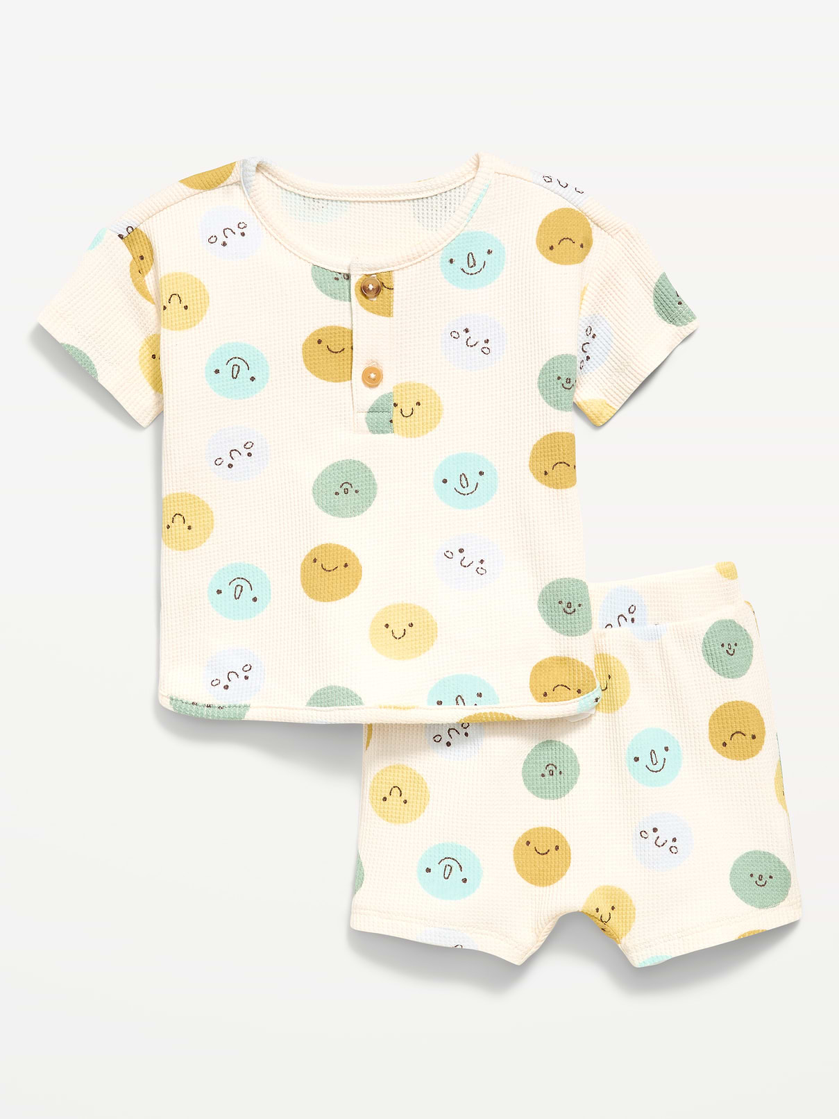 Image number 1 showing, Printed Waffle-Knit Henley Shirt and Shorts Set for Baby