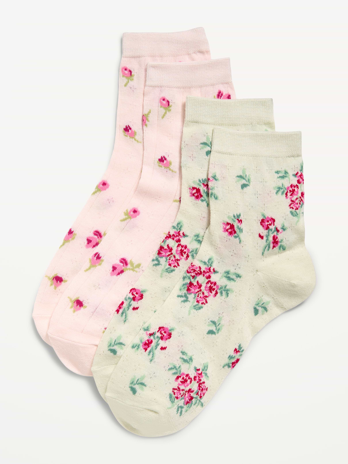 Image 2 of 3, Floral Crew Socks 2-Pack for Women