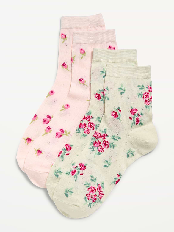 Floral Crew Socks 2-Pack for Women