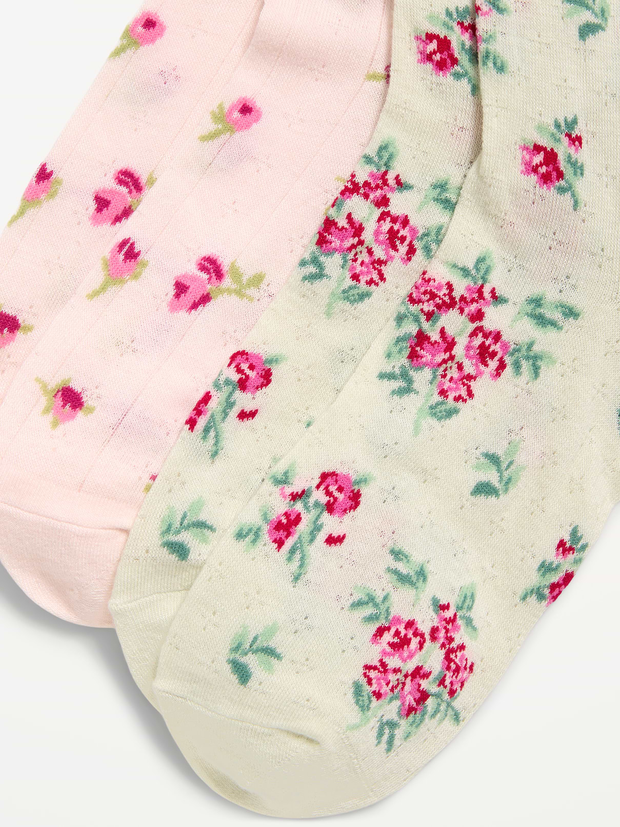 Image 3 of 3, Floral Crew Socks 2-Pack for Women