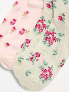 Image 3 of 3, Floral Crew Socks 2-Pack for Women
