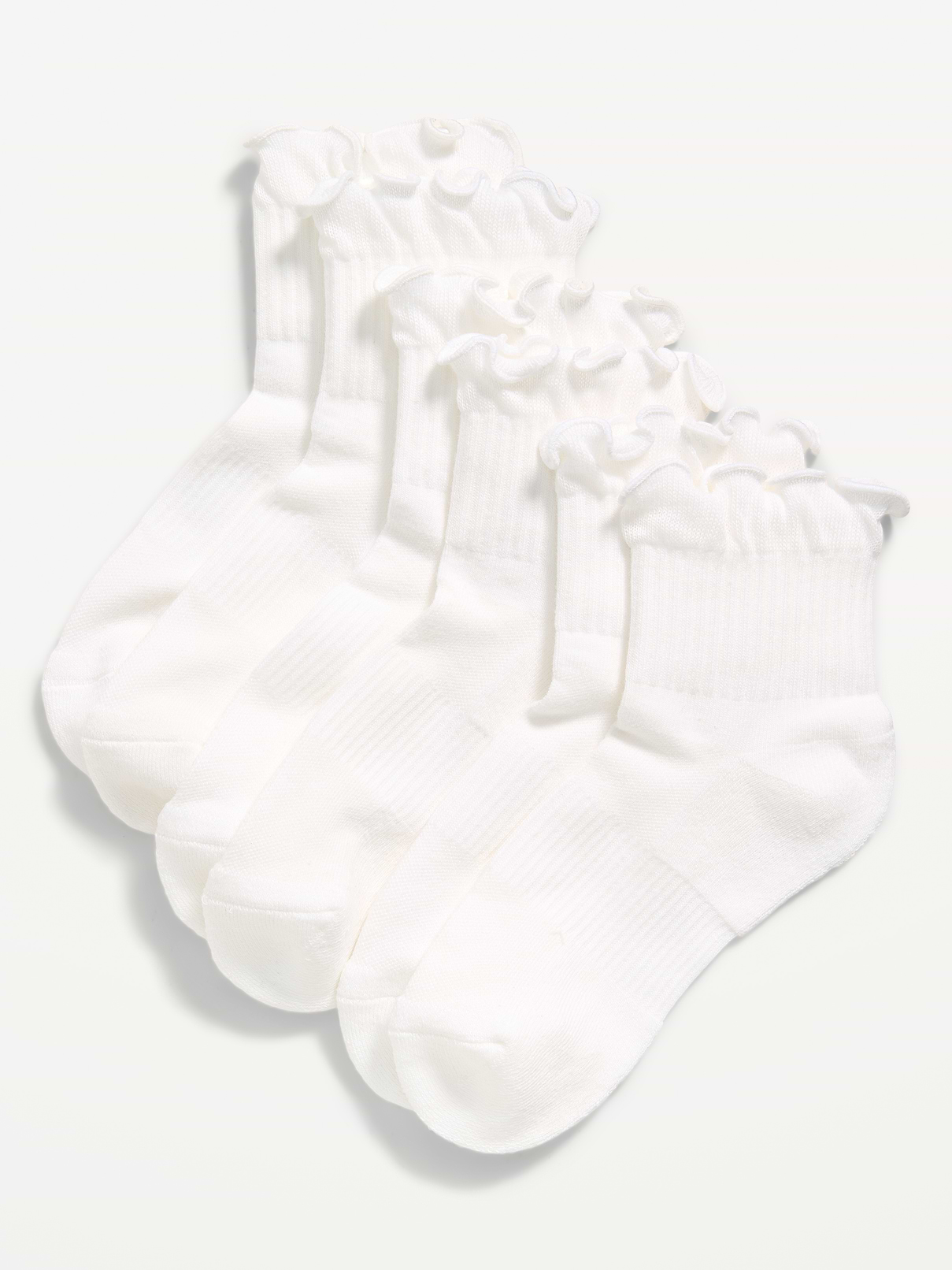 Image number 1 showing, Ruffled Athletic Socks 3-Pack for Girls