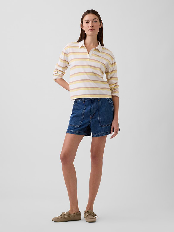 4" High Rise SuperSoft Denim Utility Shorts