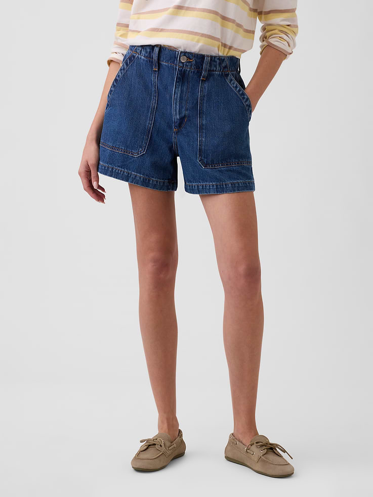 Image number 2 showing, 4" High Rise SuperSoft Denim Utility Shorts
