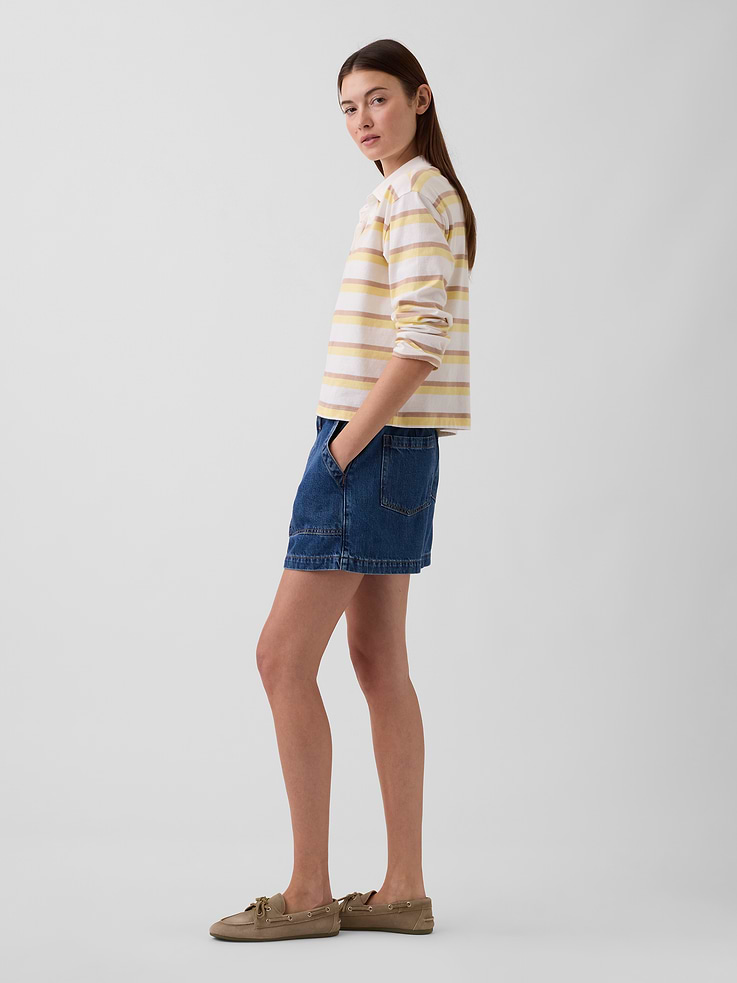 Image number 3 showing, 4" High Rise SuperSoft Denim Utility Shorts