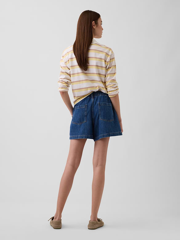 4" High Rise SuperSoft Denim Utility Shorts