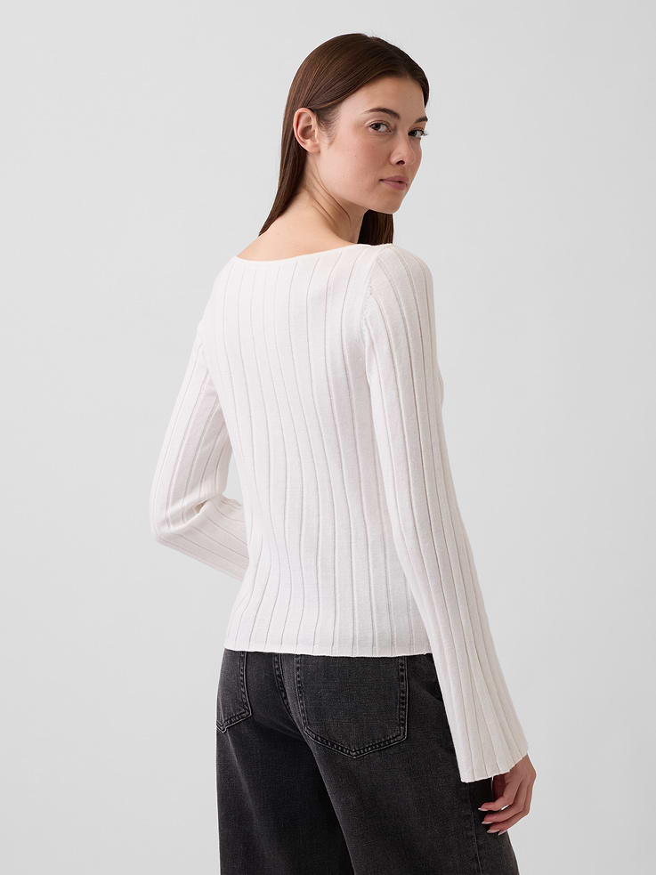 Image 2 of 5, Wide-Rib Boatneck Sweater