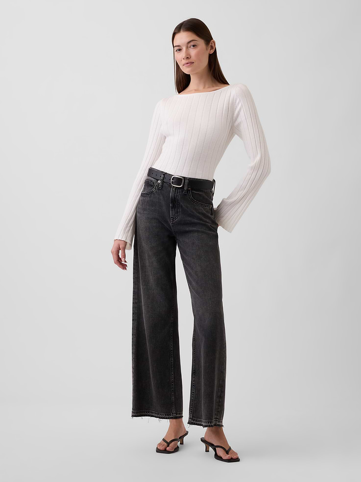 Image 3 of 5, Wide-Rib Boatneck Sweater