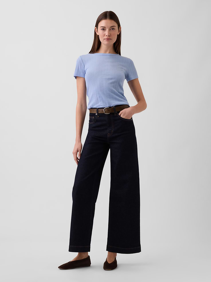 Image number 3 showing, Ribbed Pointelle Crewneck T-Shirt