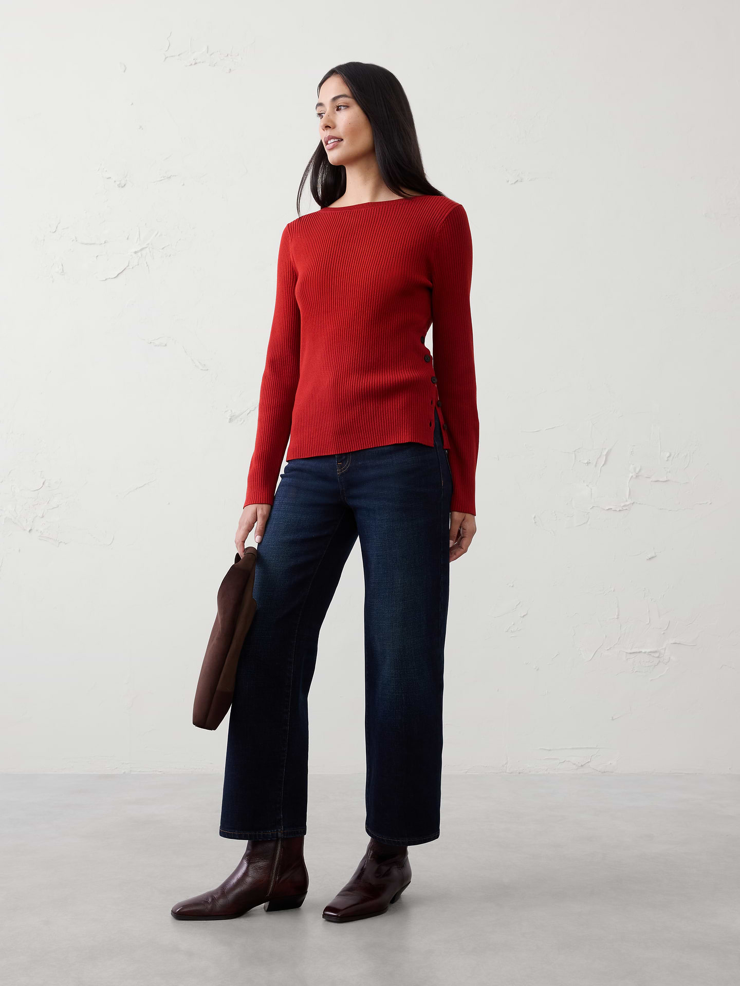 Image number 1 showing, Ribbed Boatneck Pullover Sweater