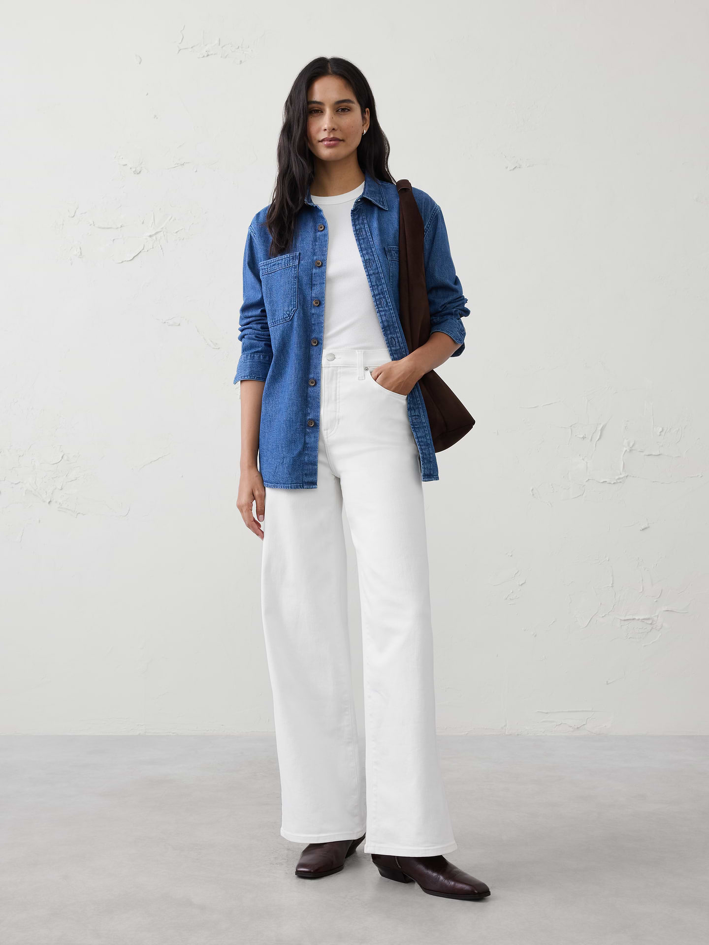 Image number 1 showing, Wide-Leg High-Rise Jean
