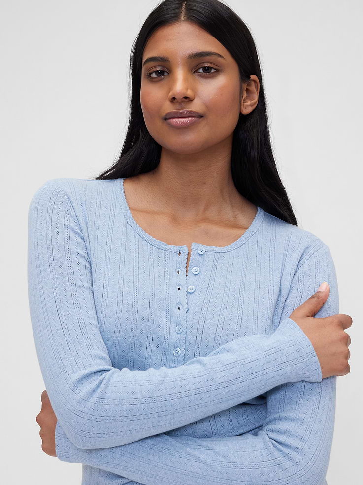 Image number 2 showing, Gap × Summer Fridays Pointelle Henley PJ Top