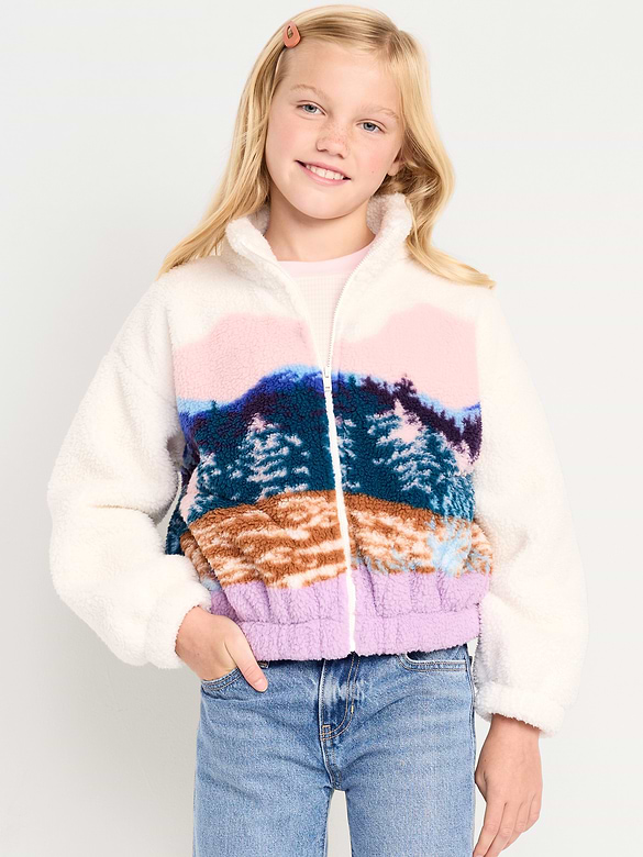 Oversized Sherpa Zip Jacket for Girls