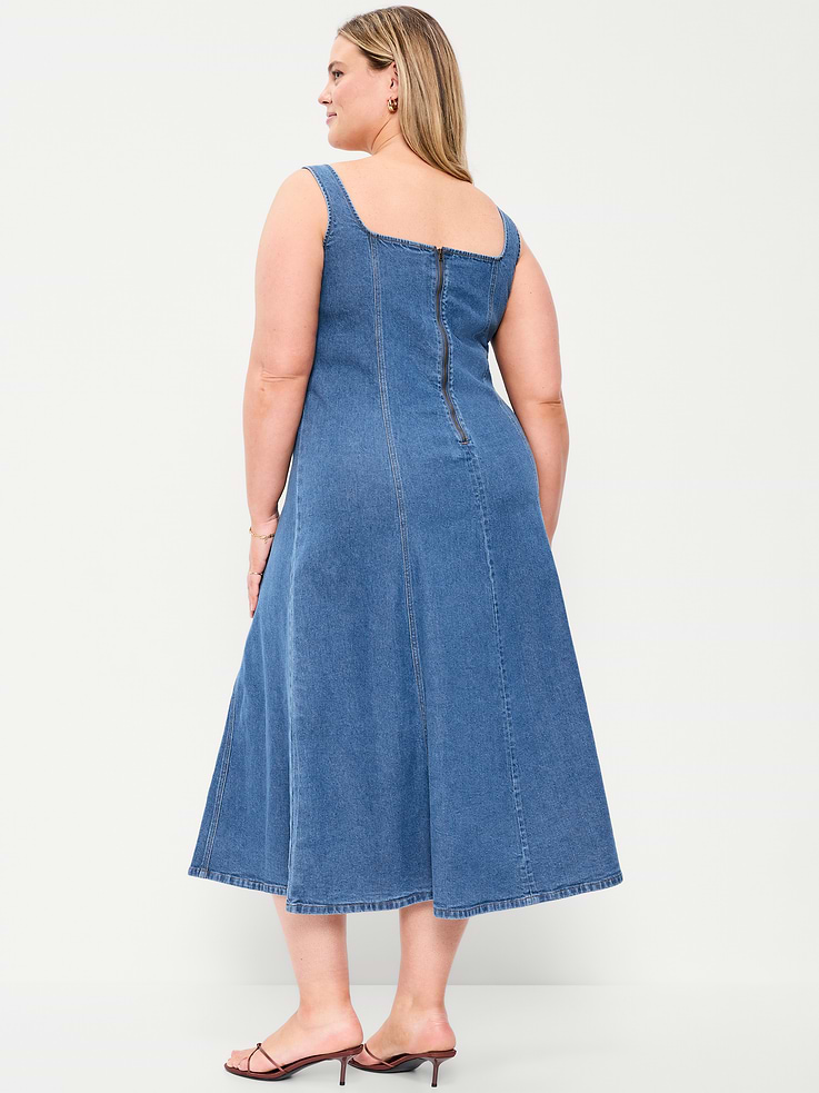 Image number 10 showing, Fit & Flare Sleeveless Denim Midi Dress