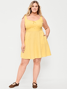 Image 8 of 9, Fit & Flare Linen Mini Dress, Has Pockets