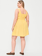 Image 9 of 9, Fit & Flare Linen Mini Dress, Has Pockets
