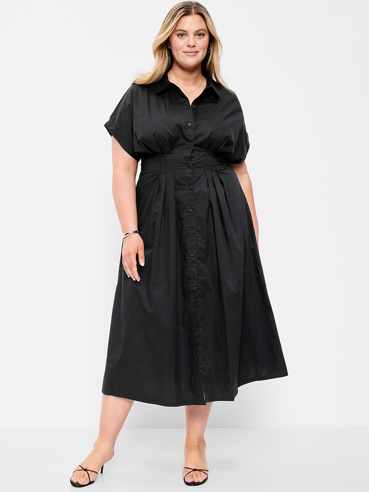 Image number 8 showing, Pintuck-Waist Midi Shirt Dress
