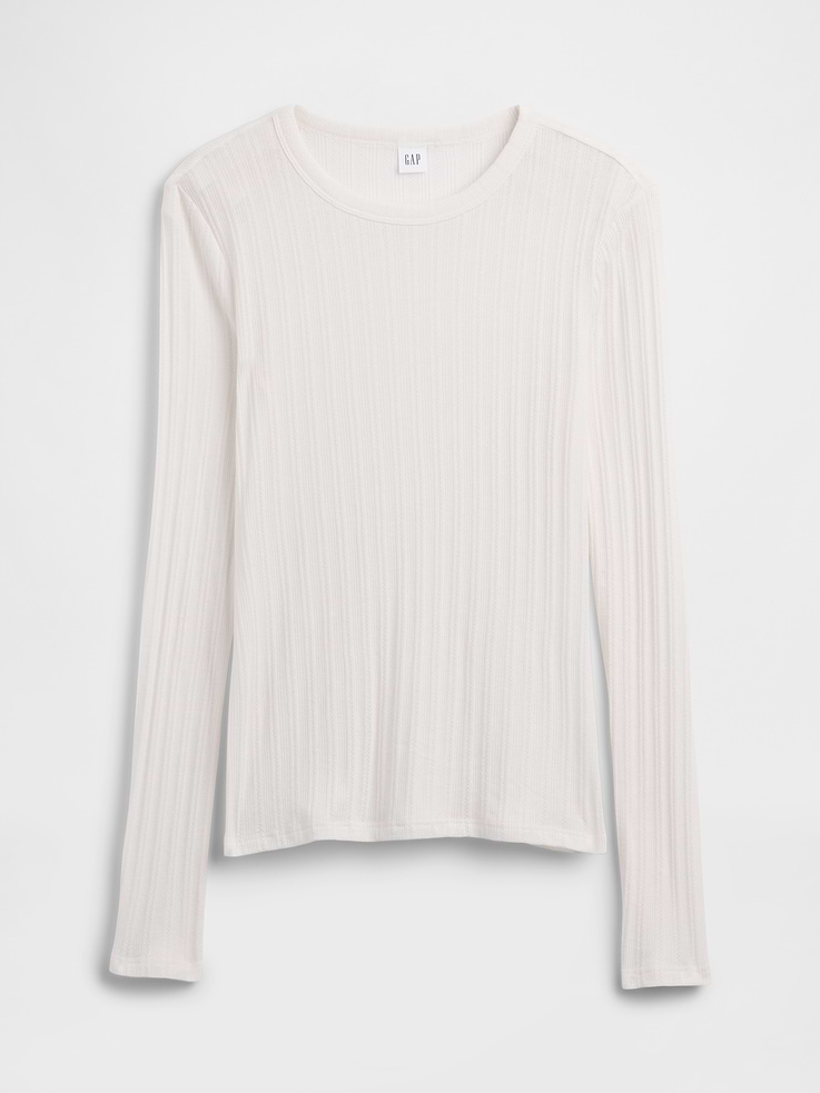 Image number 5 showing, Ribbed Pointelle Crewneck T-Shirt