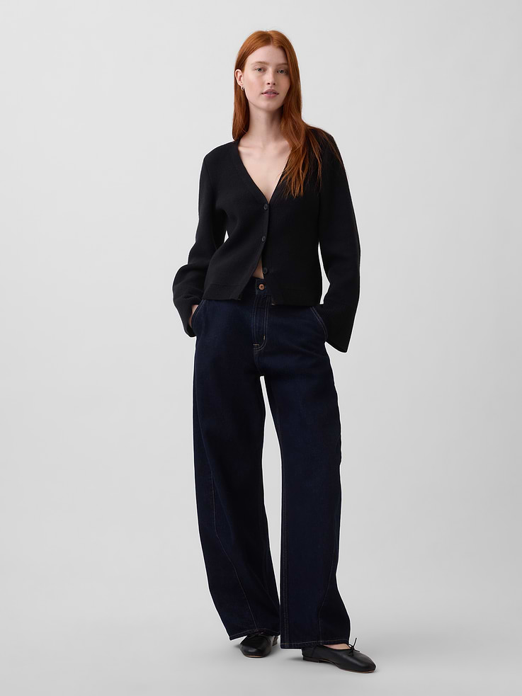Image number 2 showing, Cotton-Blend Relaxed V-Neck Cardigan Sweater