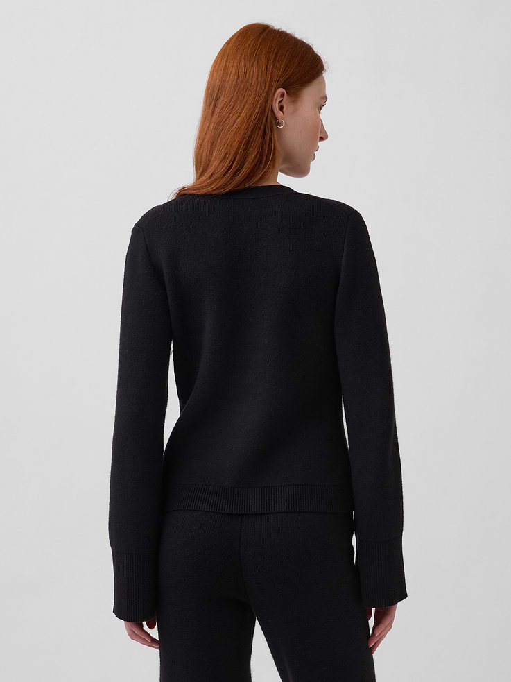 Image number 3 showing, Cotton-Blend Relaxed V-Neck Cardigan Sweater