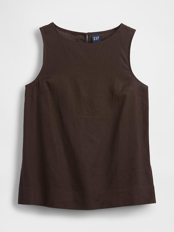 Linen-Blend Shell Tank Top