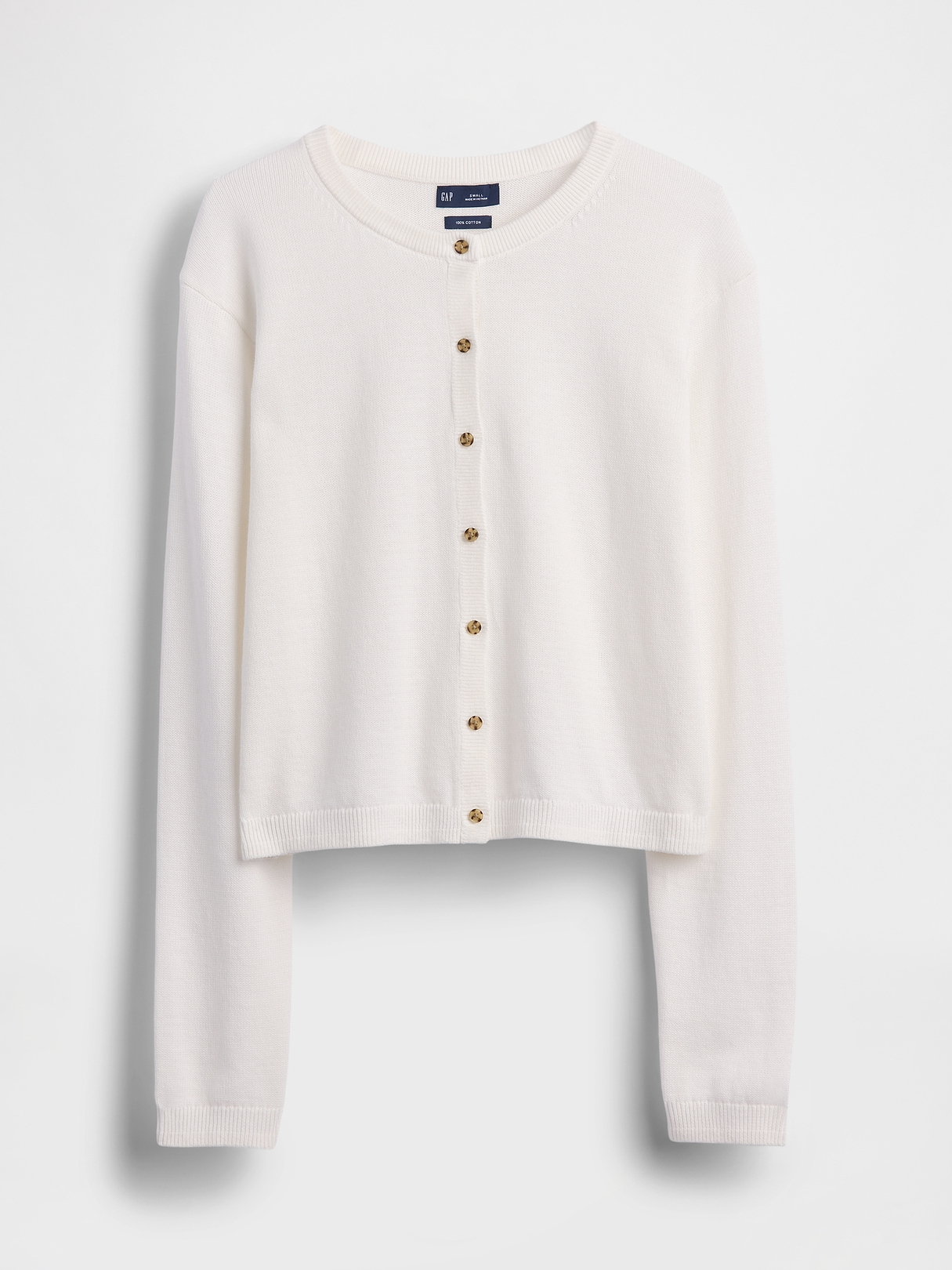 100% Cotton Relaxed Crop Cardigan Sweater | Gap