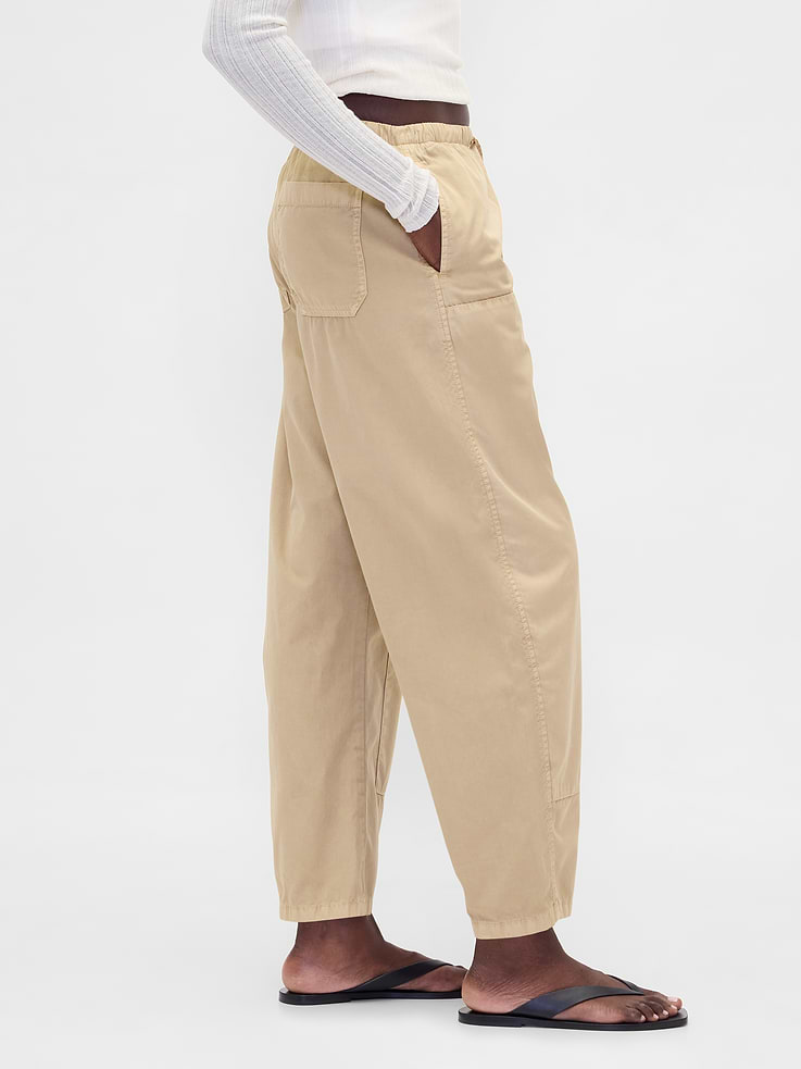 Image 3 of 6, Poplin Easy Double-Knee Barrel Pants