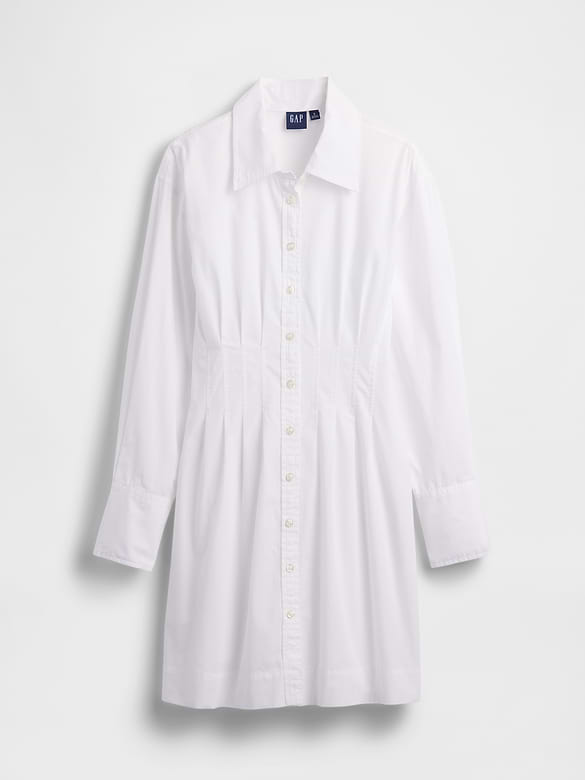 Pleated Mini Shirtdress