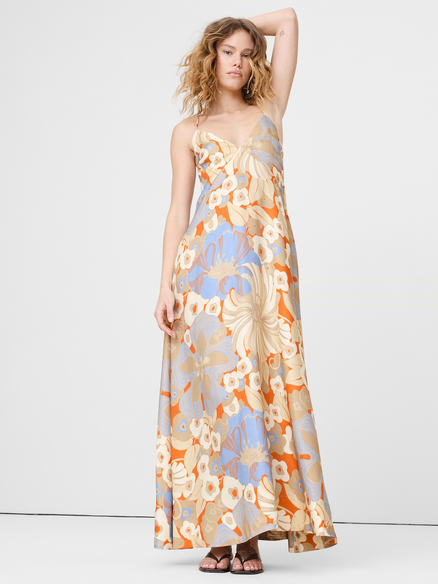 Image number 1 showing, Viscose-Linen Maxi Dress