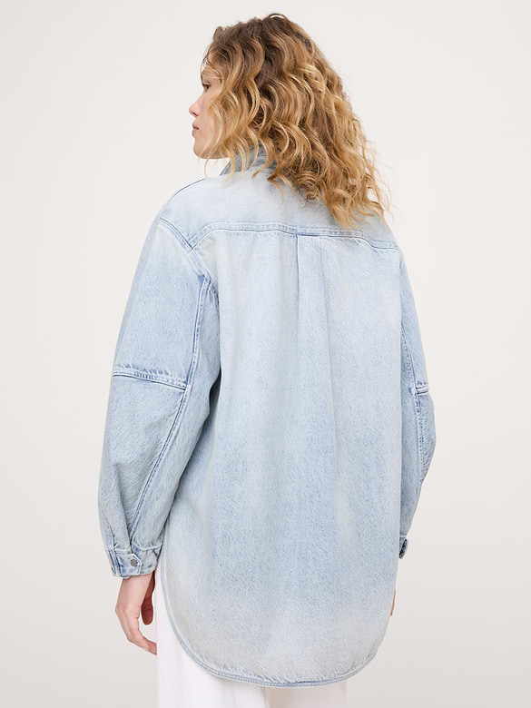 Oversized Denim Utility Pocket Shirt