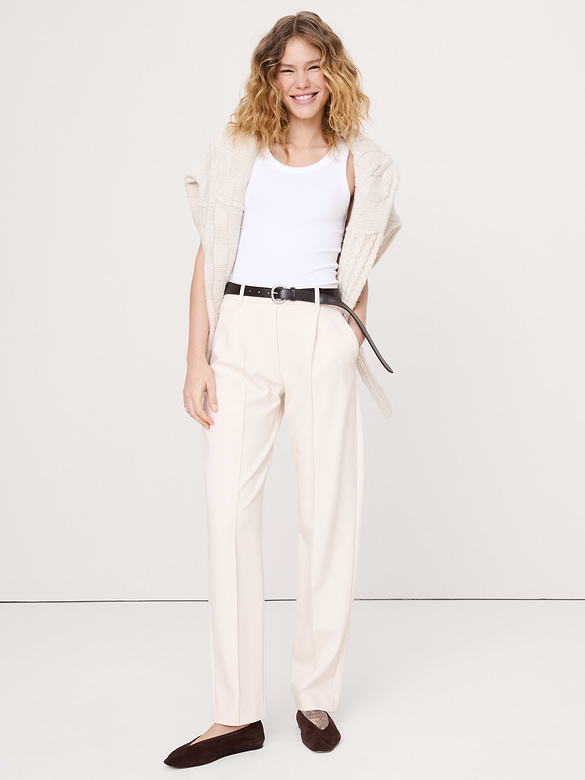 High-Rise Slim Drapey Ponte Pull-On Pant