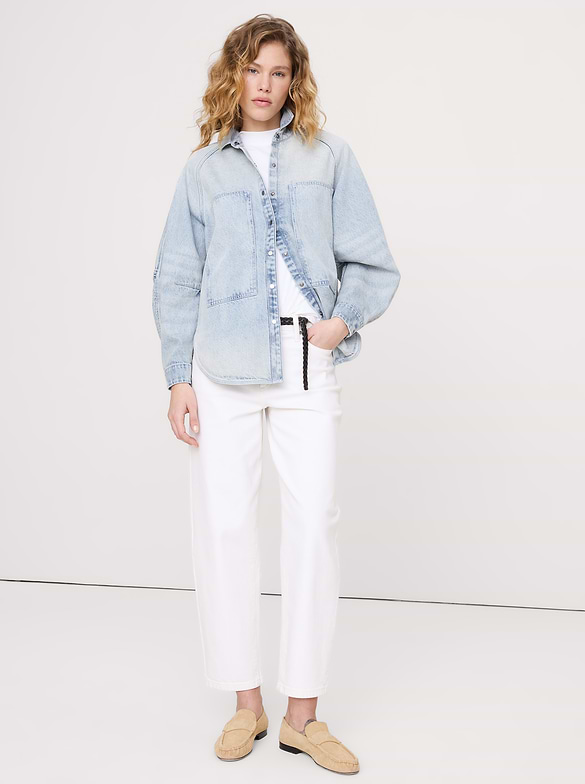 Oversized Denim Utility Pocket Shirt