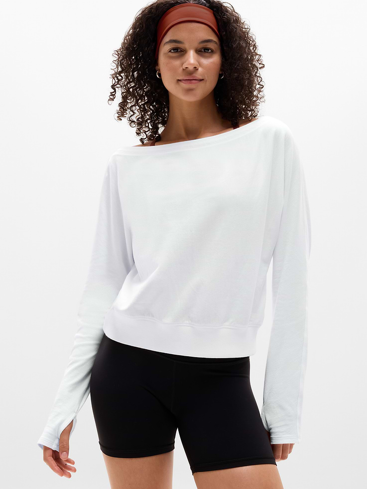 Image number 1 showing, Airy Cotton Terry Boat Neck Sweatshirt