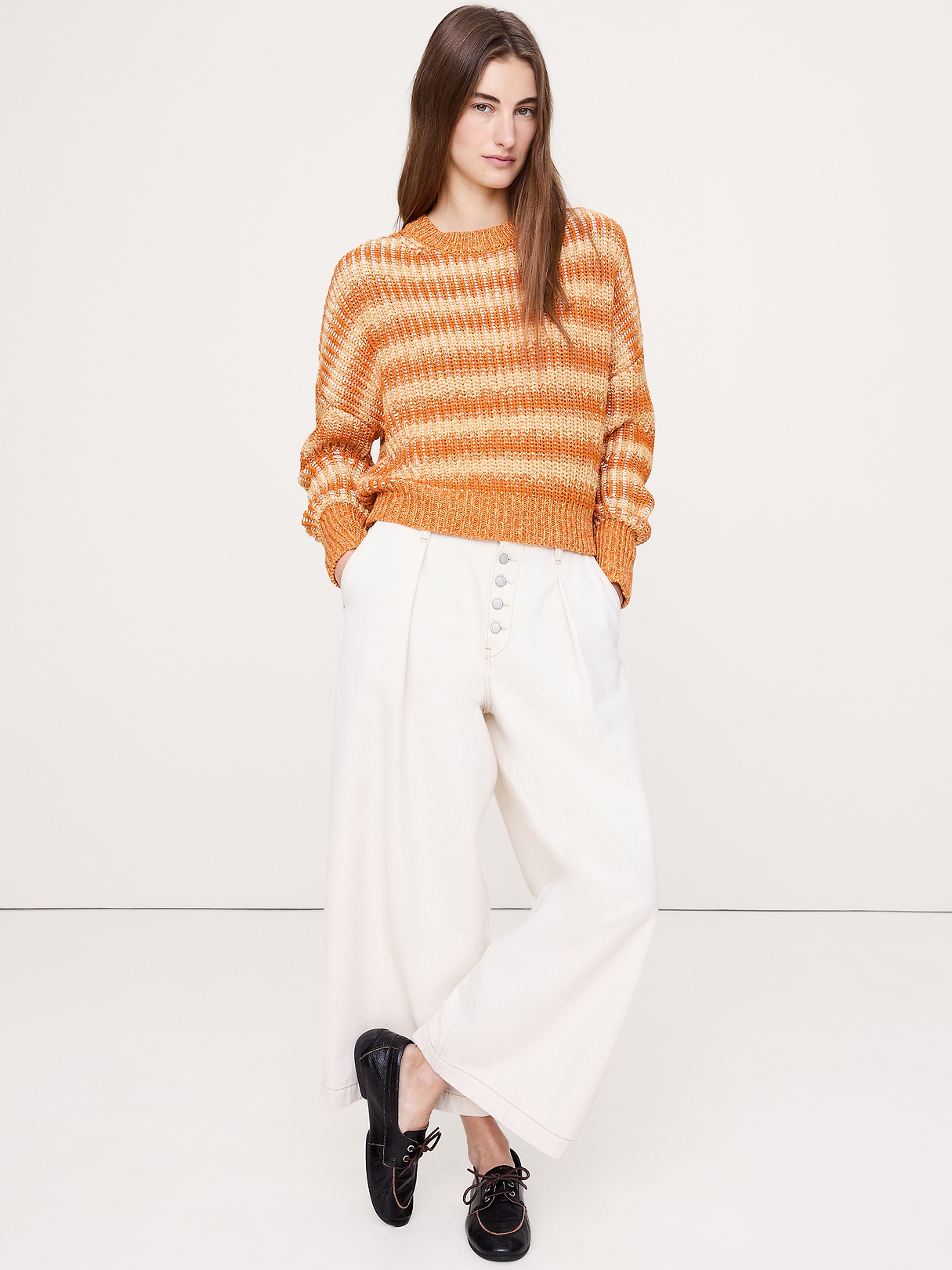 Chunky Cotton Crew-Neck Sweater | Banana Republic