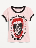 Image 2 de 3, T-shirt ajusté côtelé à bords contrastants à imprimé Olivia Rodrigo™ pour fille