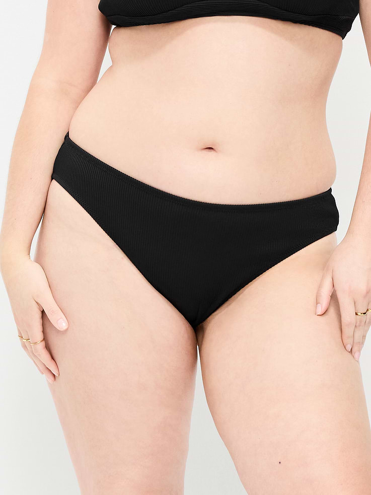 Image number 5 showing, Ribbed Mid-Rise Bikini Swim Bottoms
