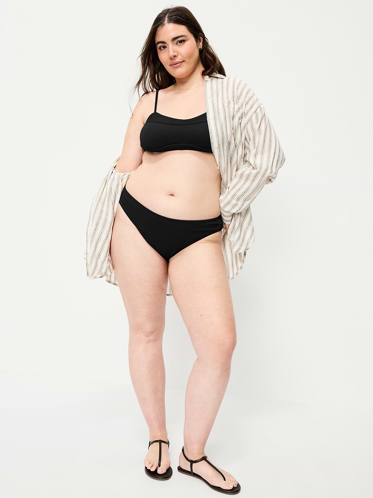 Image number 3 showing, Ribbed Mid-Rise Bikini Swim Bottoms