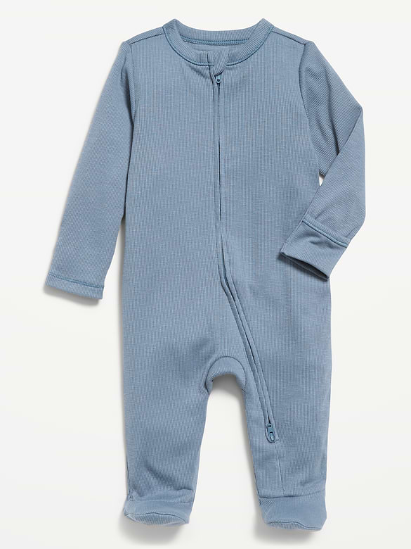 Textured Ribbed 2-Way-Zip Sleep & Play Footed One-Piece for Baby