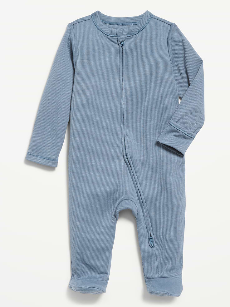 Image 1 of 2, crew neck, long sleeves, fold-over mittens at each sleeve, full-length reversible zipper, sewn-in feet, Product #862533