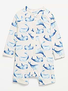 Image number 1 showing, Printed Swim Rashguard Bodysuit for Baby