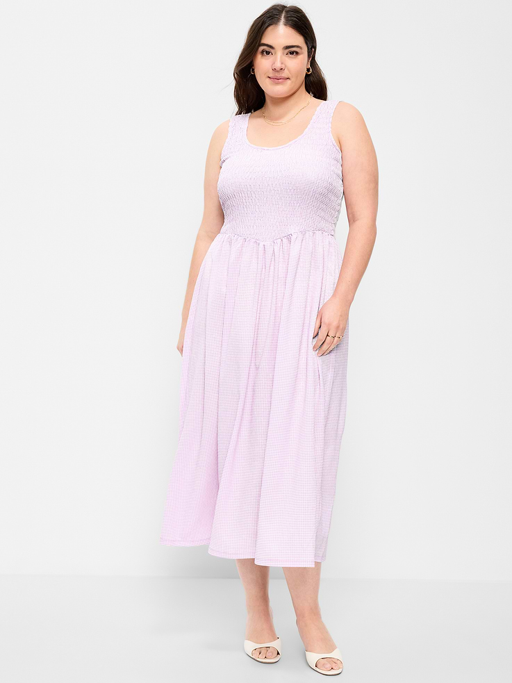 Image number 6 showing, Fit & Flare Lightweight Smocked-Bodice Midi Dress